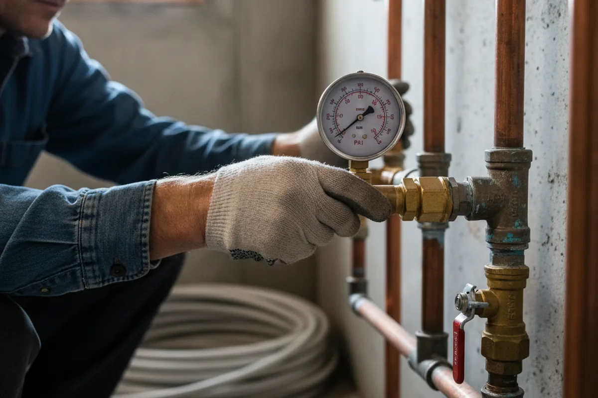 Pressure testing a repaired line during Water Line Repair in Manchaca
